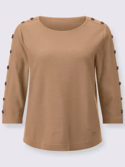 Pull à manches 3/4 en coton avec boutons raffinés