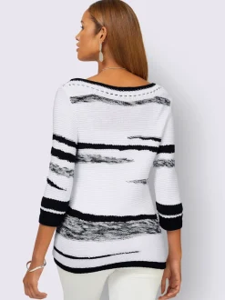 Pull à manches 3/4 en coton à motif tricoté