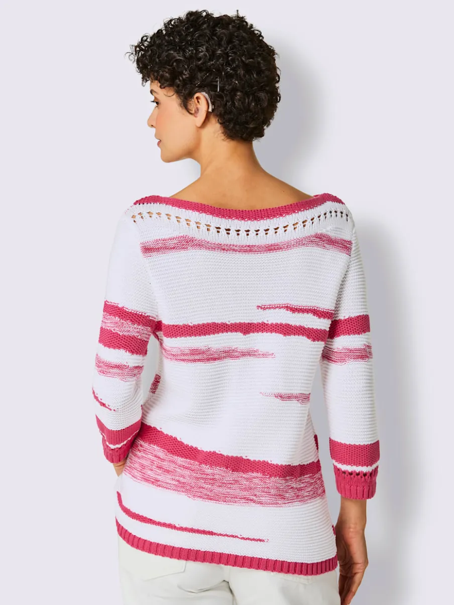 Pull à manches 3/4 en coton à motif tricoté