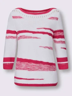 Pull à manches 3/4 en coton à motif tricoté