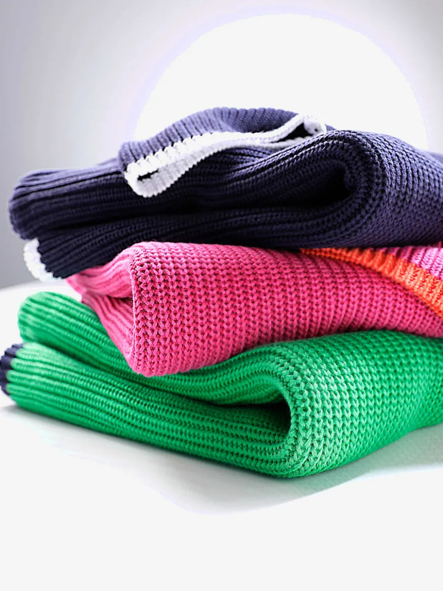 Pull à manches 3/4 en lyocell et coton avec détails contrastés