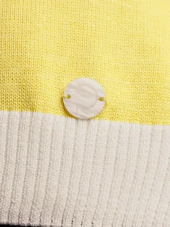 Pull à manches 3/4 en mélange de coton et soie avec bordure contrastée