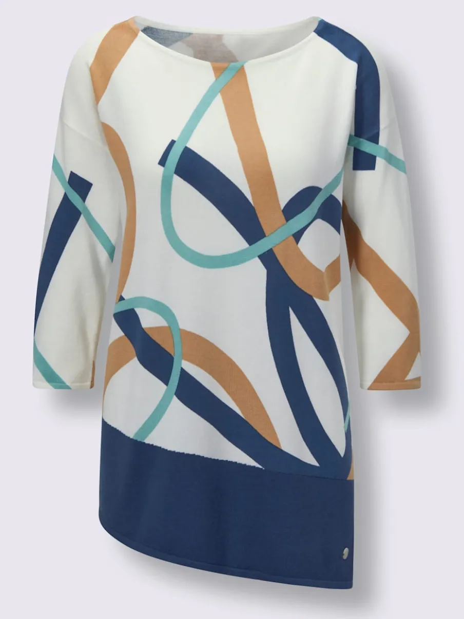 Pull à manches 3/4 en modal avec motif décoratif