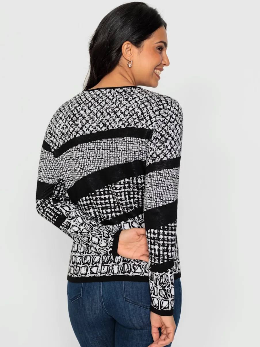 Pull à manches longues au tricot doux motif jacquard