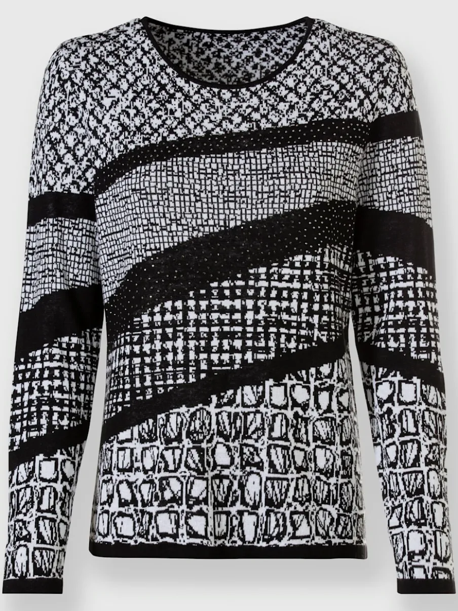 Pull à manches longues au tricot doux motif jacquard