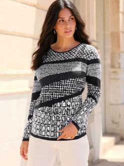 Pull à manches longues au tricot doux motif jacquard