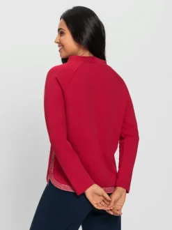 Pull à manches longues avec col montant et ruban