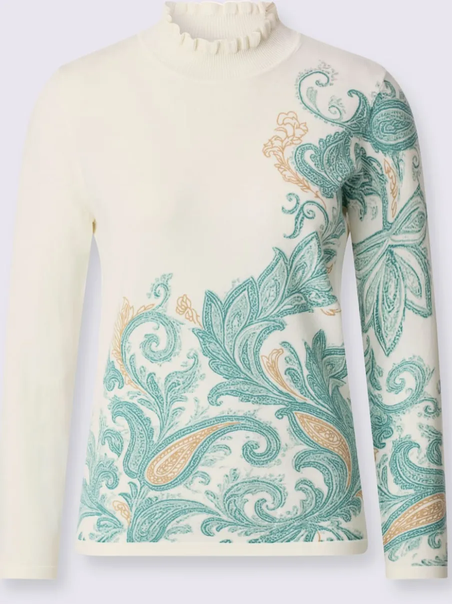 Pull à manches longues avec col montant et imprimé paisley
