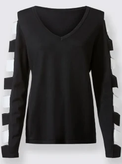 Pull à manches longues avec découpes encolure en V
