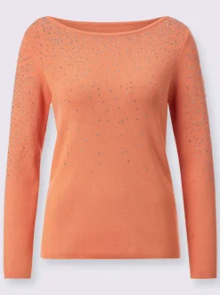 Pull à manches longues avec détail brillant encolure U