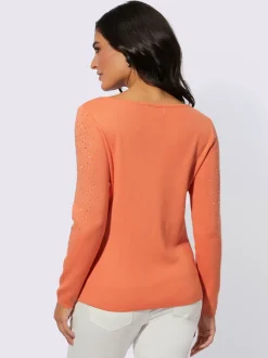 Pull à manches longues avec détail brillant encolure U
