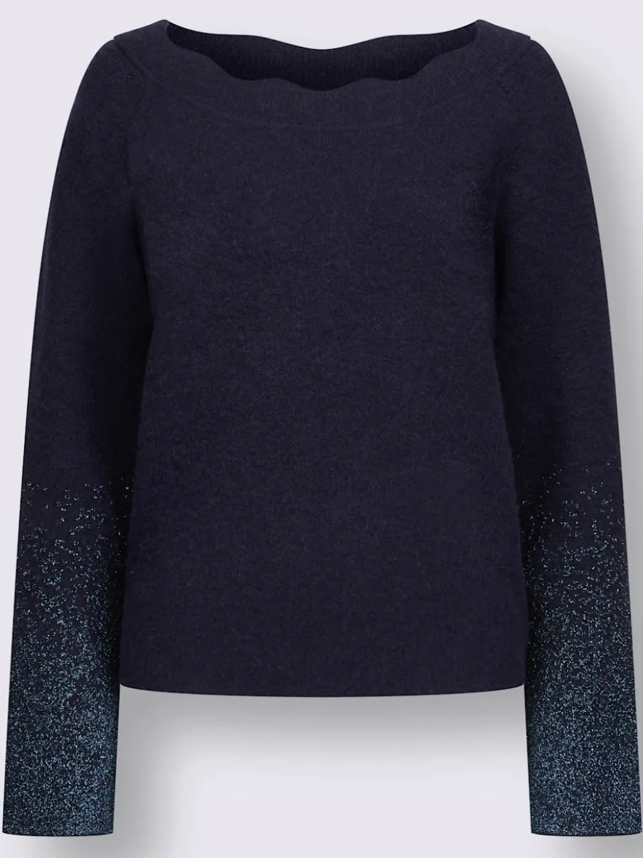 Pull à manches longues avec encolure U femme raffinée