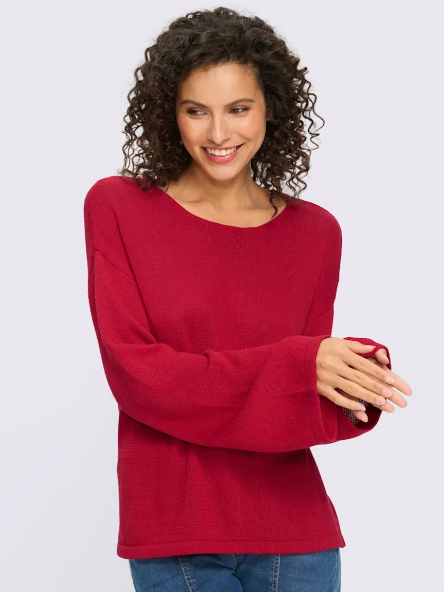 Pull à manches longues avec encolure ronde et manches trompette
