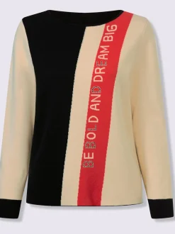 Pull à manches longues avec inscription et motif jacquard