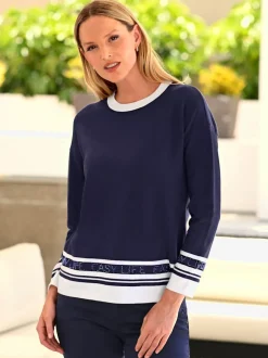 Pull à manches longues avec inscription en pierres brillantes