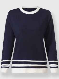Pull à manches longues avec inscription en pierres brillantes