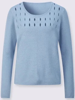 Pull à manches longues avec motif ajouré et découpes brillantes