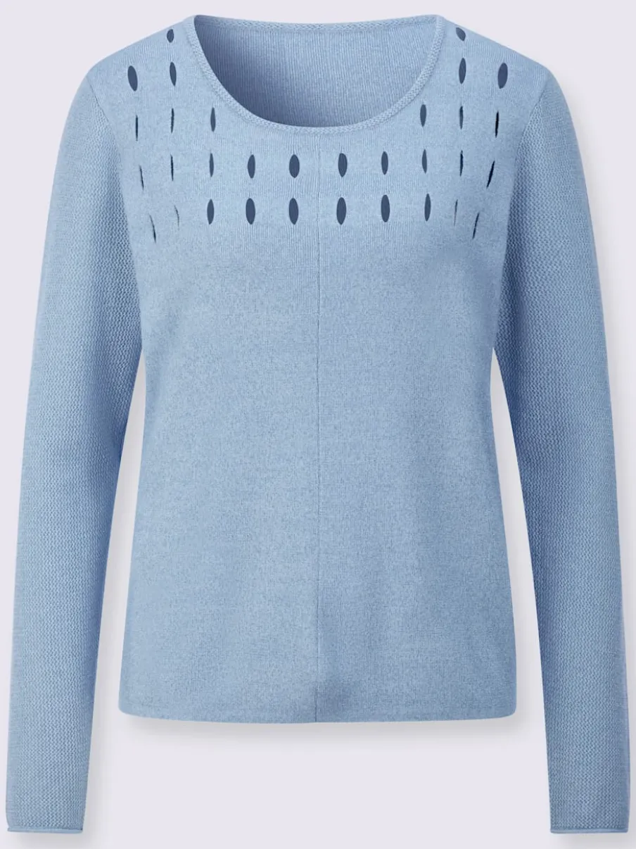 Pull à manches longues avec motif ajouré et découpes brillantes