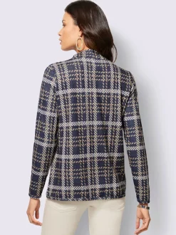 Pull à manches longues col corolle et motif jacquard