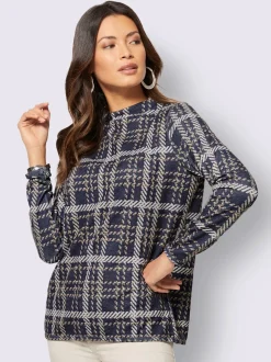 Pull à manches longues col corolle et motif jacquard