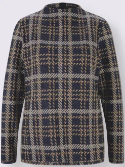 Pull à manches longues col corolle et motif jacquard