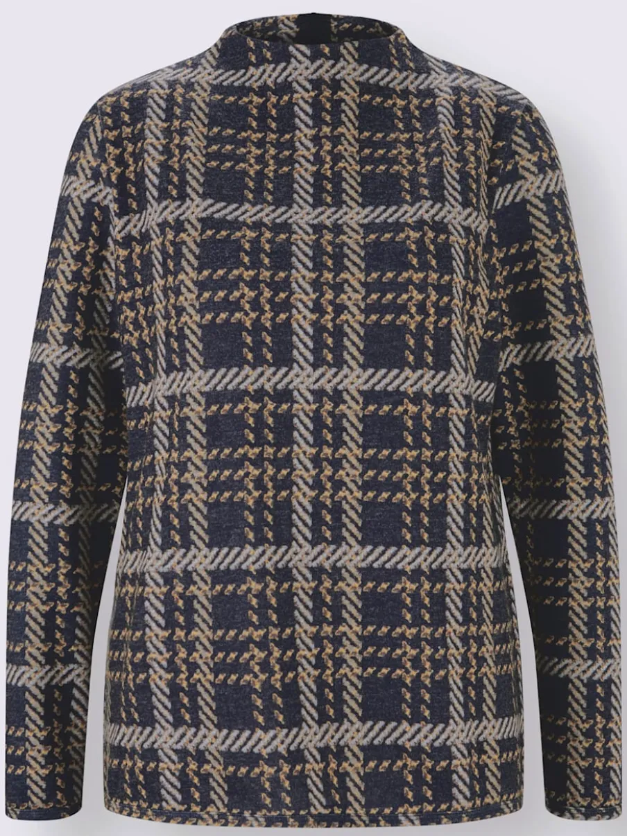 Pull à manches longues col corolle et motif jacquard