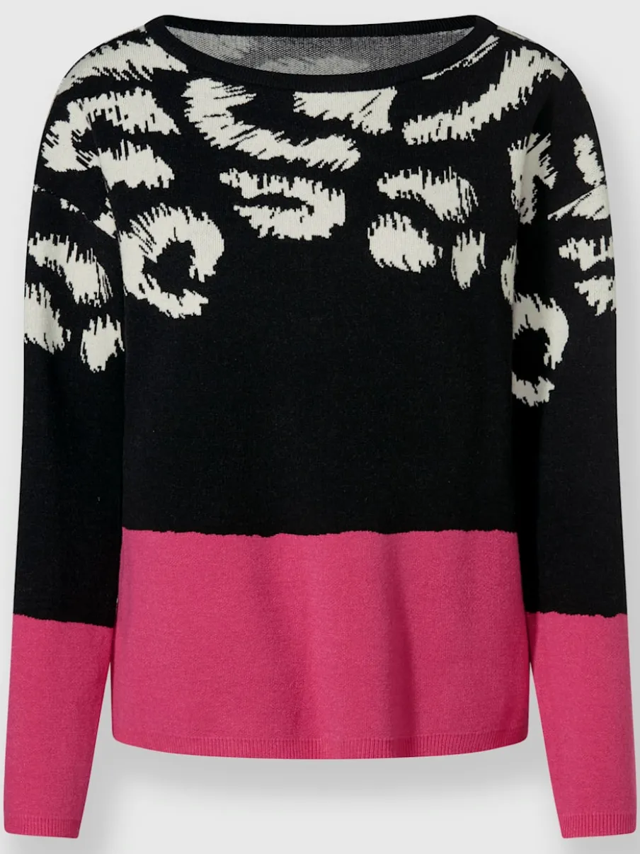 Pull à manches longues col en u jacquard graphique