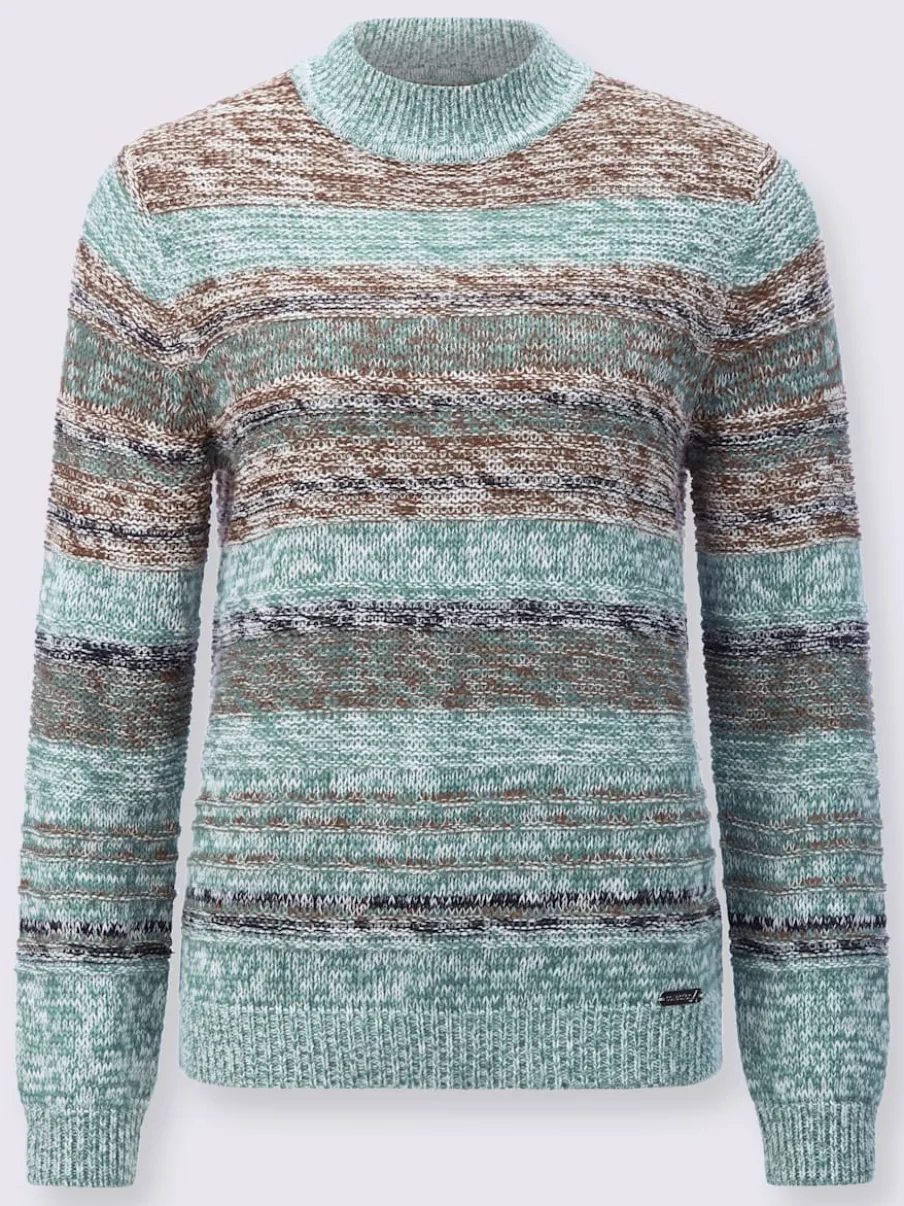 Pull à manches longues col montant motifs chinés doux