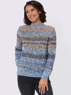 Pull à manches longues col montant motifs chinés doux