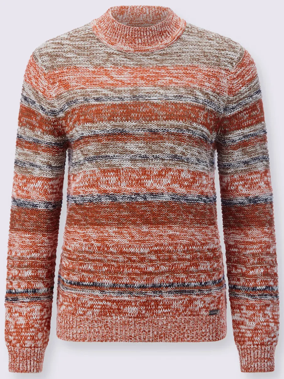 Pull à manches longues col montant motifs chinés doux