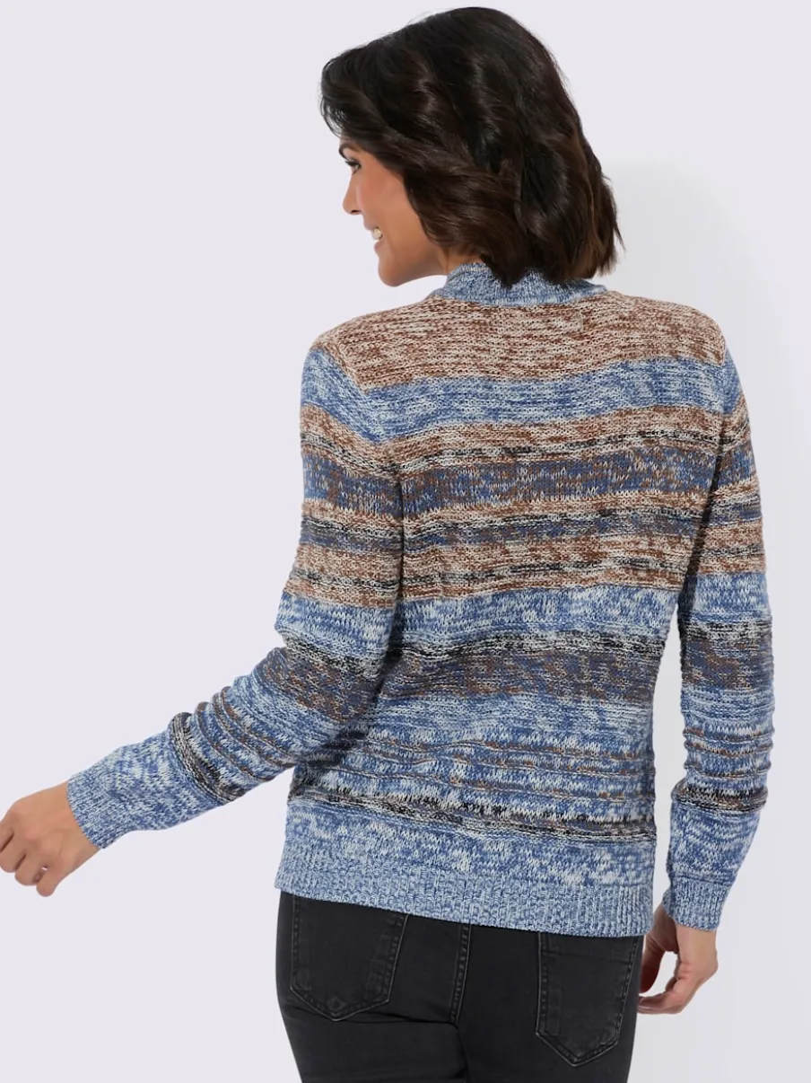 Pull à manches longues col montant motifs chinés doux