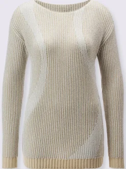 Pull à manches longues en coton avec motif intarsia discret