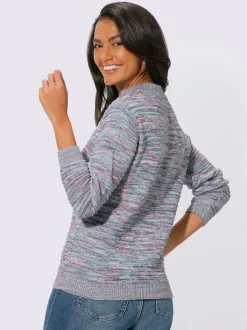 Pull à manches longues en coton au motif tricoté chiné
