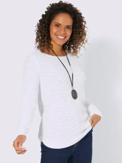 Pull à manches longues en fil fantaisie côtelé souple