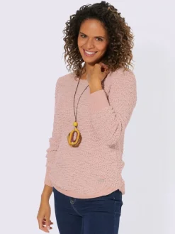 Pull à manches longues en fil fantaisie côtelé souple