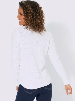 Pull à manches longues en fil fantaisie côtelé souple