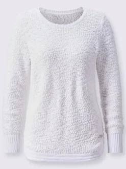 Pull à manches longues en fil fantaisie côtelé souple