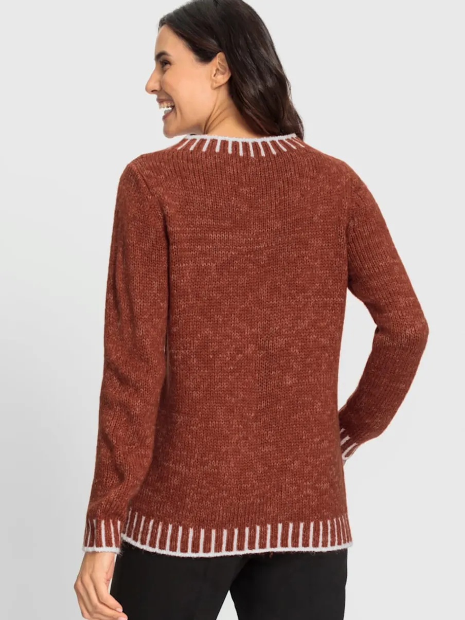 Pull à manches longues en laine avec tricot jacquard
