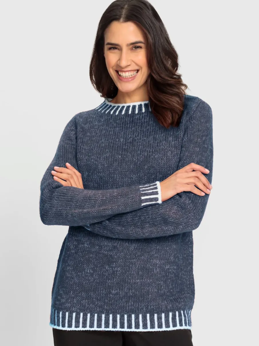 Pull à manches longues en laine avec tricot jacquard