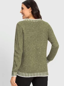 Pull à manches longues en laine avec tricot jacquard