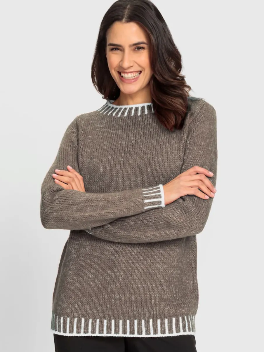 Pull à manches longues en laine avec tricot jacquard