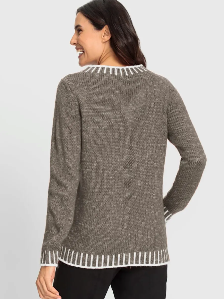 Pull à manches longues en laine avec tricot jacquard