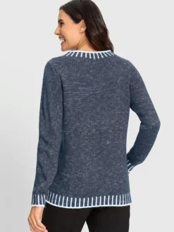 Pull à manches longues en laine avec tricot jacquard