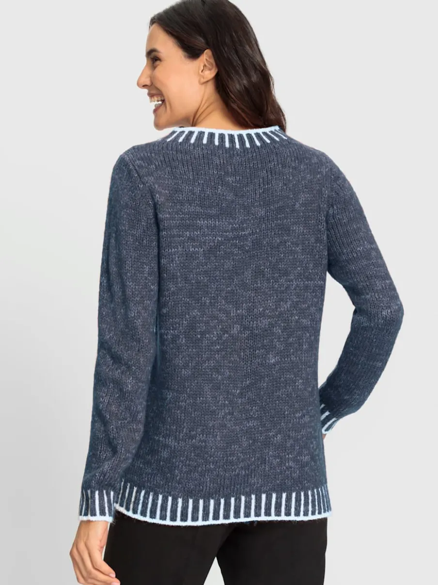 Pull à manches longues en laine avec tricot jacquard