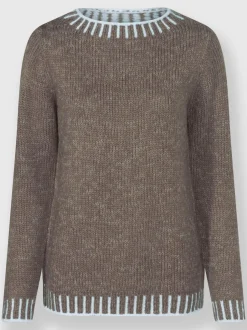 Pull à manches longues en laine avec tricot jacquard