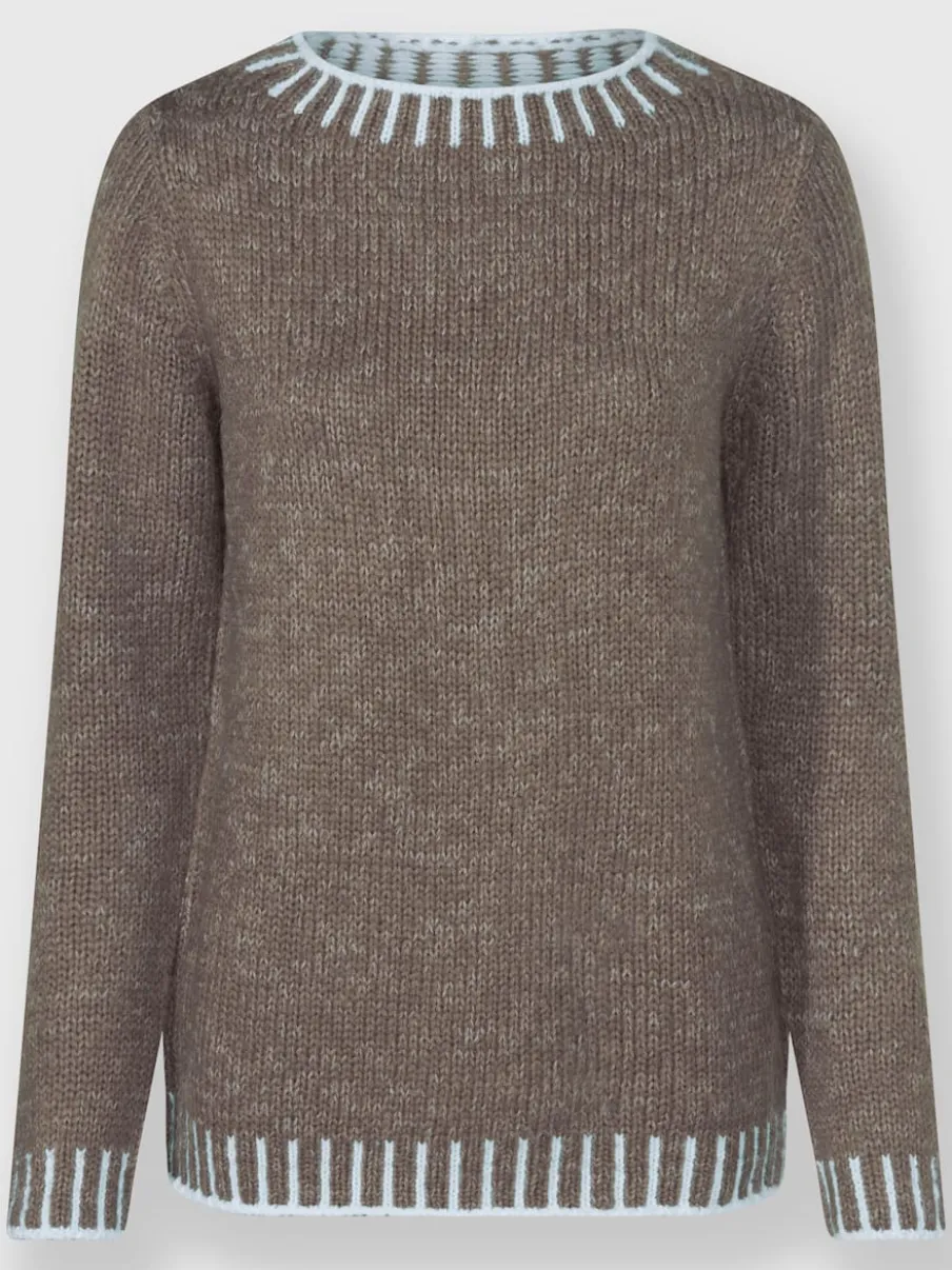 Pull à manches longues en laine avec tricot jacquard