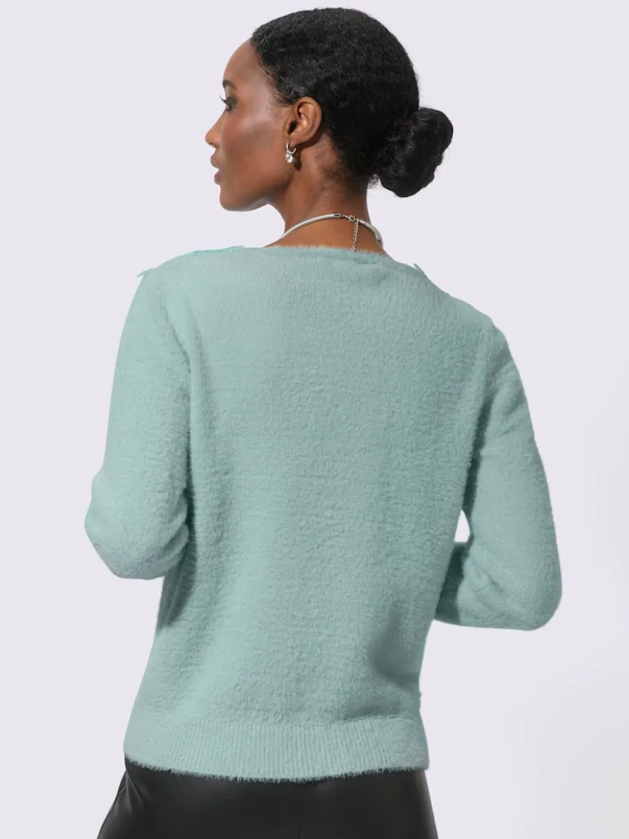 Pull à manches longues en lyocell avec dentelle délicate