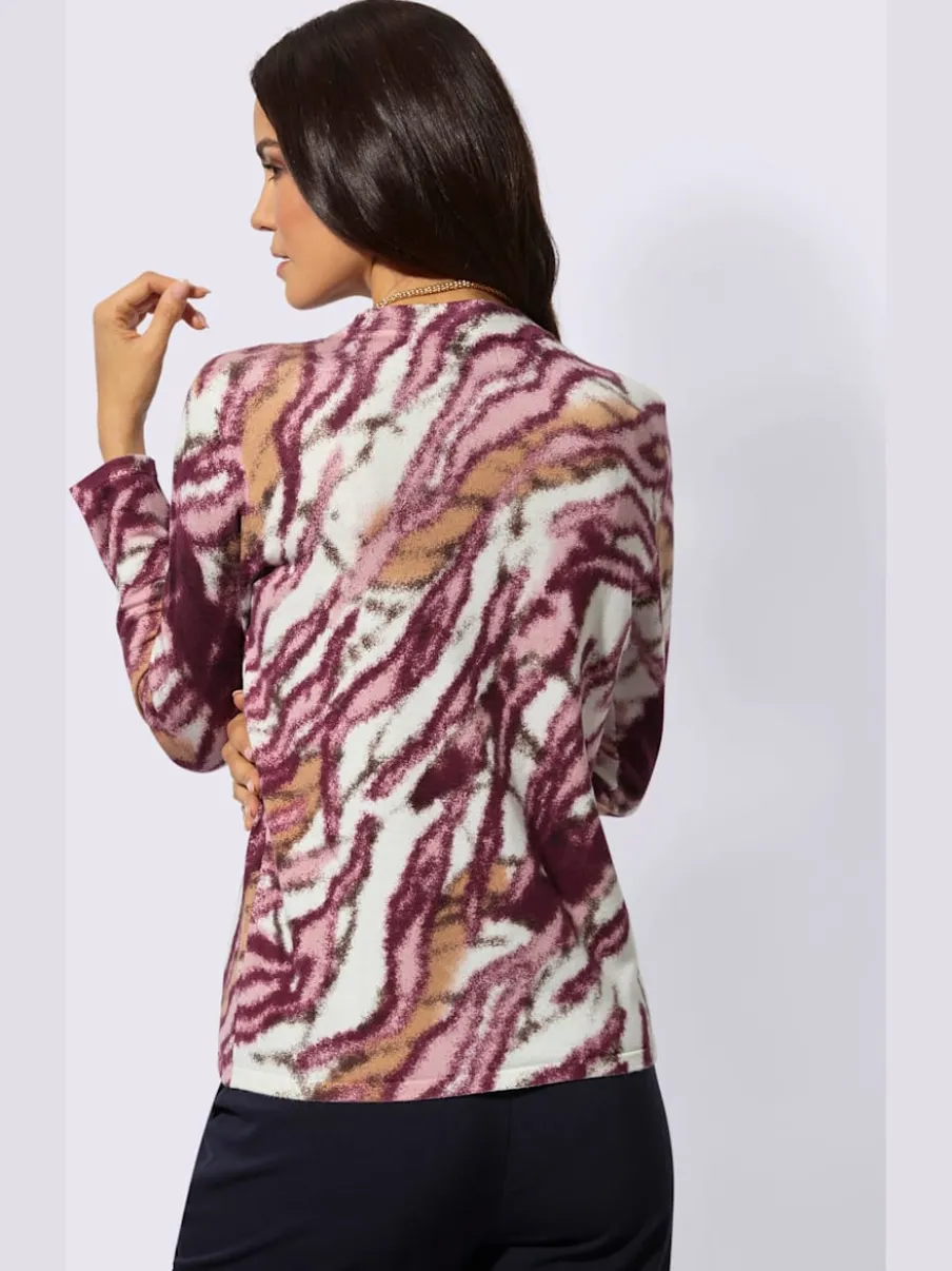Pull à manches longues en lyocell avec col montant et motif original
