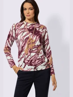 Pull à manches longues en lyocell avec col montant et motif original