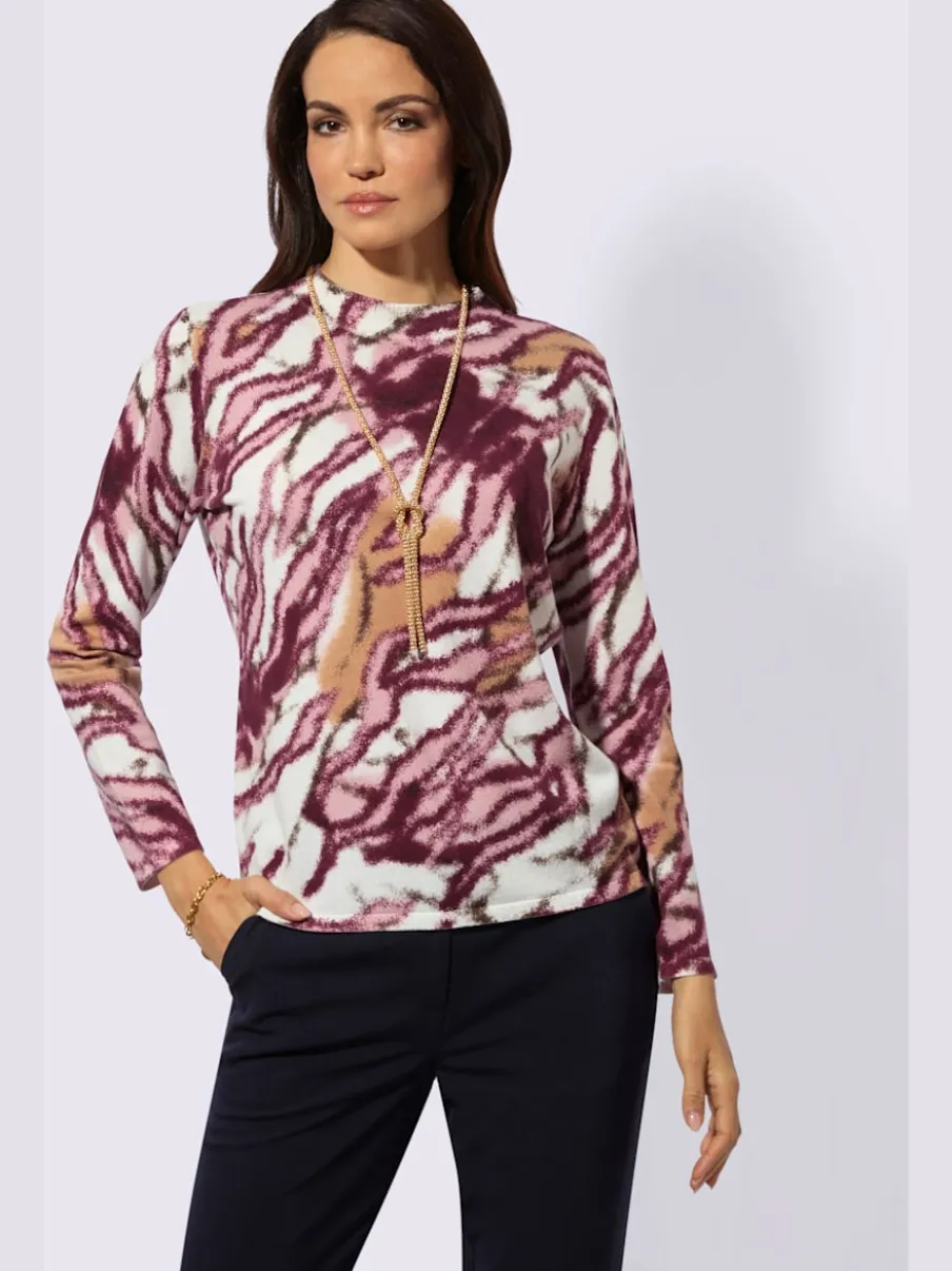 Pull à manches longues en lyocell avec col montant et motif original